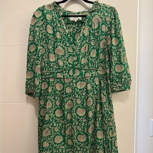 ba&sh Green and Cream Floral Long Sleeve Dress